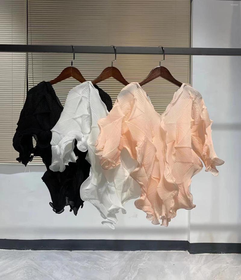 Women's T Shirts Miyake Pleated Summer Ladies Fashion Casual Loose V-neck Ocean Pressure Wrinkled Temperament Blouse, Picture color
Women's T Shirts Miyake Pleated Summer Ladies Fashion Casual Loose V-neck Ocean Pressure Wrinkled Temperament Blouse, Picture color