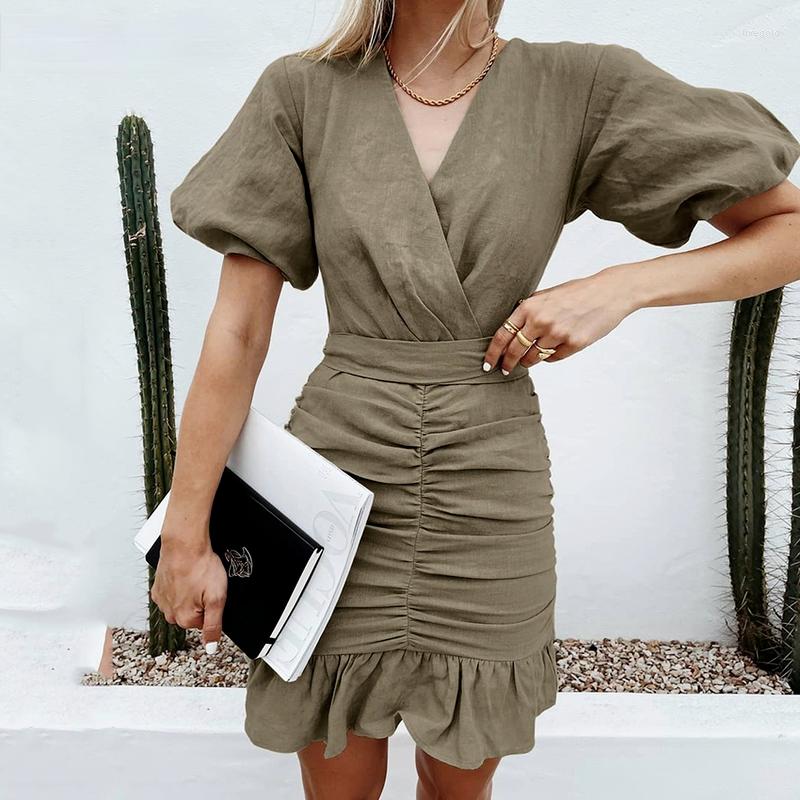 Party Dresses 2023 Retro Ruffled Mini Dress Women High Waist Lantern Sleeve Belt Slim Fit Sexy V-neck Summer Cotton Green
Party Dresses 2023 Retro Ruffled Mini Dress Women High Waist Lantern Sleeve Belt Slim Fit Sexy V-neck Summer Cotton Green