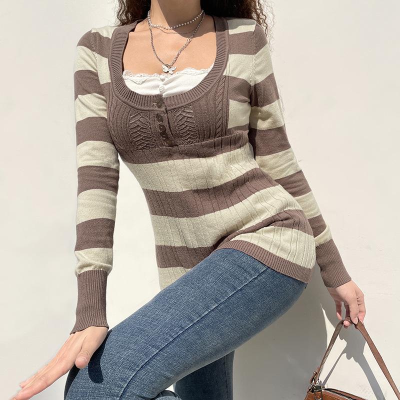 Women' Sweaters Casual Patchwork Brown Lace Women Pullovers Sweater Elastic Long Sleeve Streetwear Ruffle Loose Female Tops Spring Clothes, Gray
Women' Sweaters Casual Patchwork Brown Lace Women Pullovers Sweater Elastic Long Sleeve Streetwear Ruffle Loose Female Tops Spring Clothes, Gray