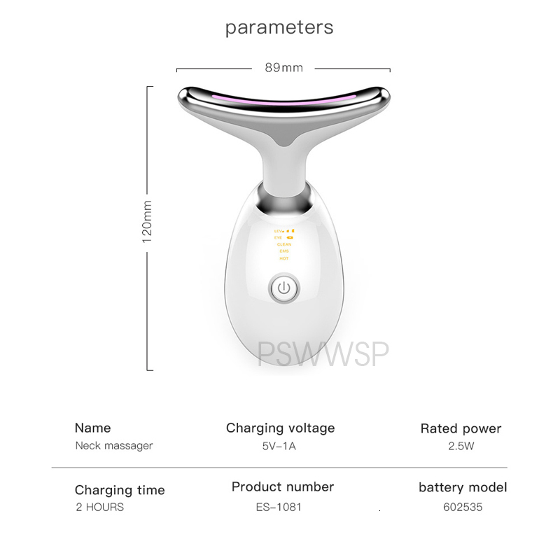 Face Massager Neck Face Beauty Device 3 Color LED Pon Therapy Skin Tighten Reduce Double Chin Anti Wrinkle Remove Neck Lift Skin Care Tools 230203