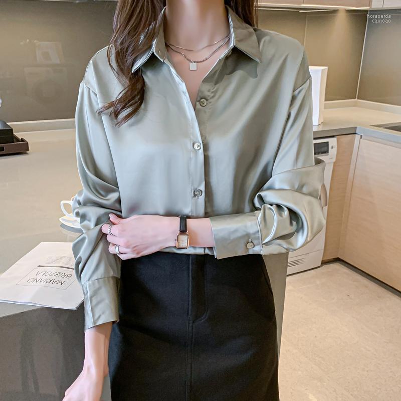 Women' Blouses & Shirts Silk Women Satin Long Sleeve Blouse Office Lady 2023 Fashion Solid Elegant OL Button Down Shirt For Hora22, Mint green
Women' Blouses & Shirts Silk Women Satin Long Sleeve Blouse Office Lady 2023 Fashion Solid Elegant OL Button Down Shirt For Hora22, Mint green