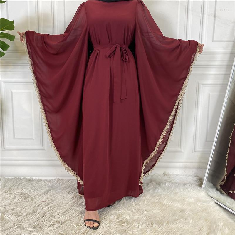 Ethnic Clothing Muslim Dress Women Trend Lace Stitching Loose Long Sleeve Robe Female Belt Dubai Fashion Abayas For
Ethnic Clothing Muslim Dress Women Trend Lace Stitching Loose Long Sleeve Robe Female Belt Dubai Fashion Abayas For