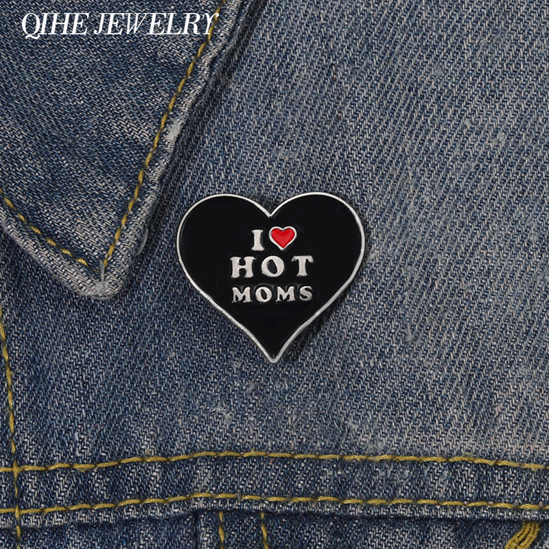 Black Heart Enamel Pin Brooch I Love Hot Moms Badge Sweater Backpack Lapel Clothing Accessories Friends Women Jewelry Gifts
Black Heart Enamel Pin Brooch I Love Hot Moms Badge Sweater Backpack Lapel Clothing Accessories Friends Women Jewelry Gifts