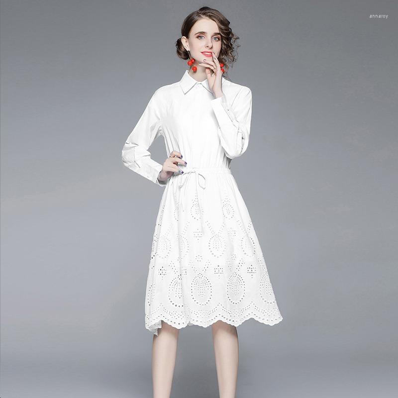 Casual Dresses Spring Hollow Out Embroidery Shirt Midi Women Elegant Long Sleeve Turn Down Neck Drawstring Party Dress, Picture color
Casual Dresses Spring Hollow Out Embroidery Shirt Midi Women Elegant Long Sleeve Turn Down Neck Drawstring Party Dress, Picture color