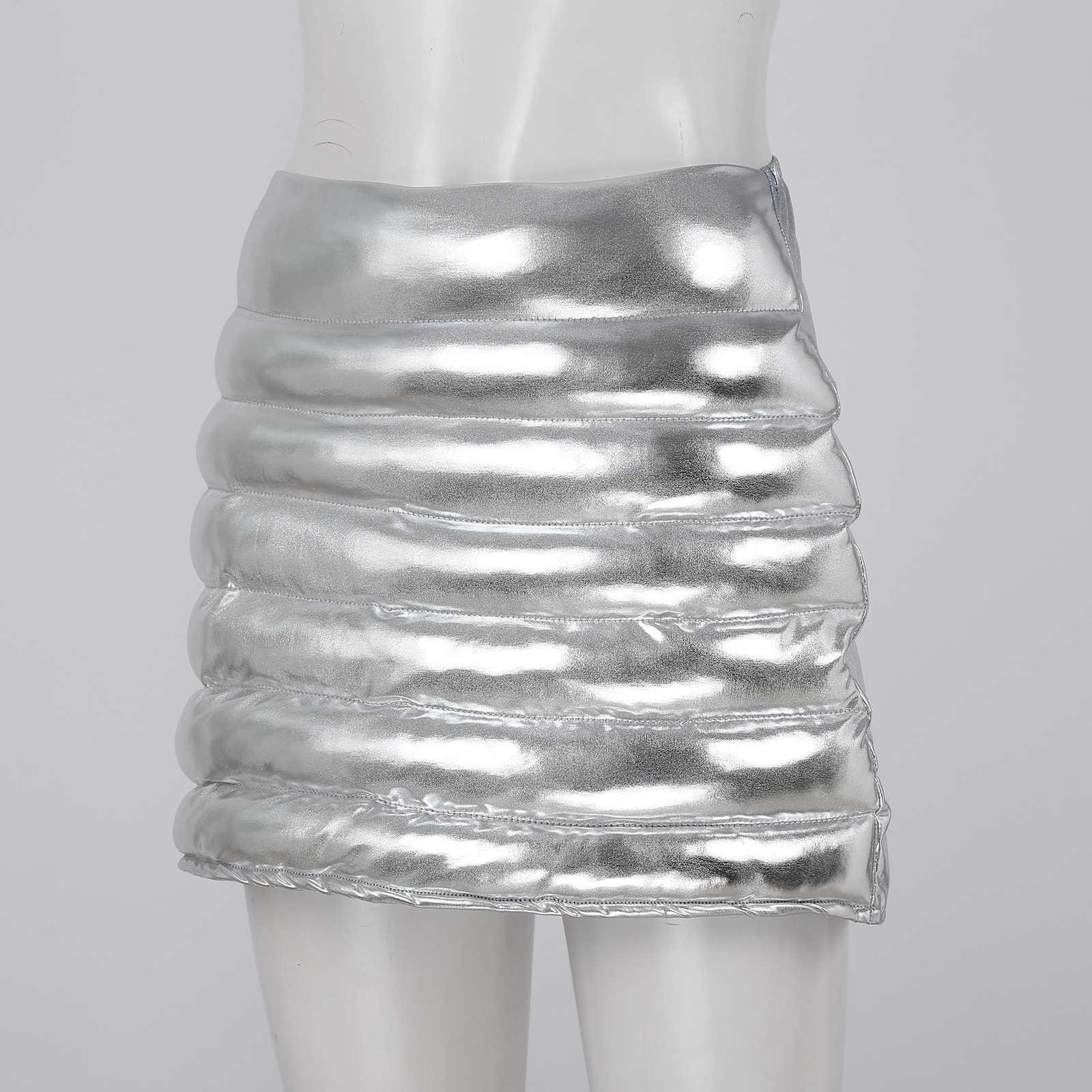 Skirts Womens Lightweight Puffer Sport Skorts Warm Quilted Skirt Outdoors Hiking Metallic Shiny Silver 230202