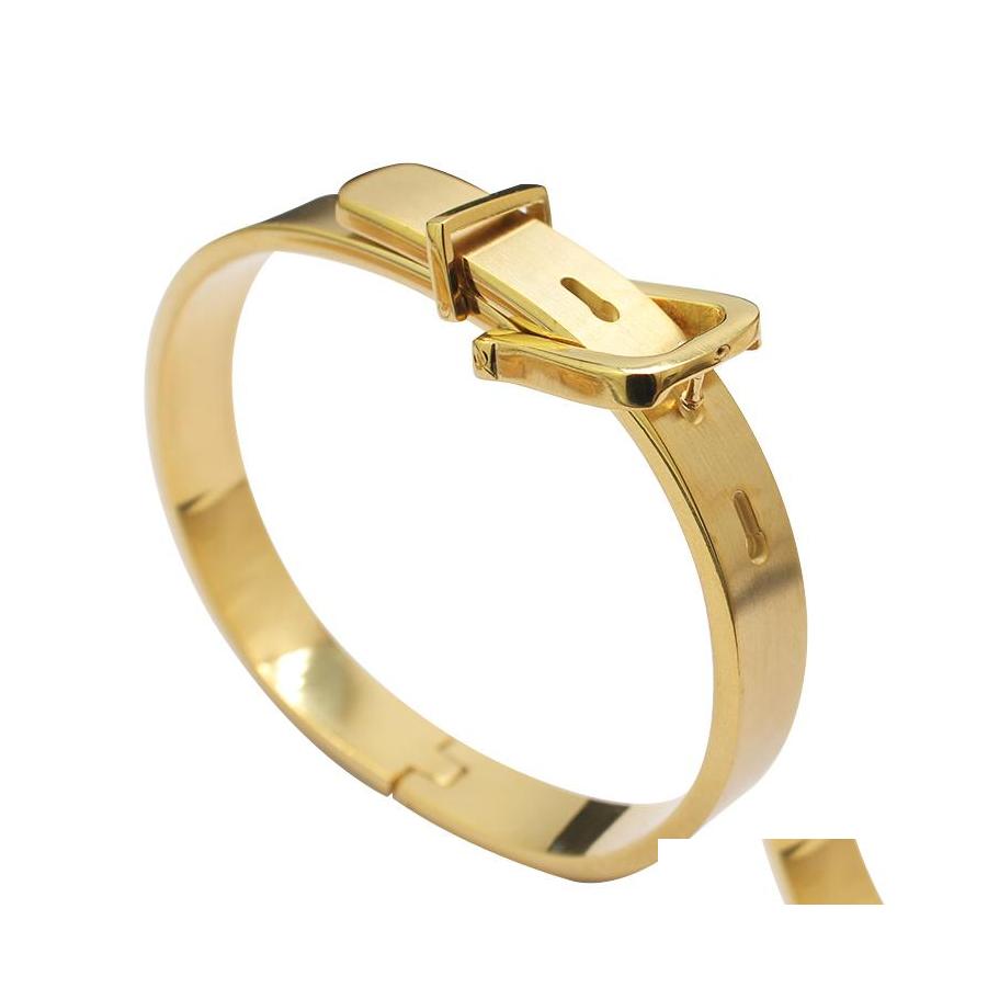 Bangle Fashion 316L Titanium Steel Wide Belt Buckle Bracelet Charm Gold Cuff Bangles Size For Women Men Pseira Feminina Drop Deliver Otlha
Bangle Fashion 316L Titanium Steel Wide Belt Buckle Bracelet Charm Gold Cuff Bangles Size For Women Men Pseira Feminina Drop Deliver Otlha