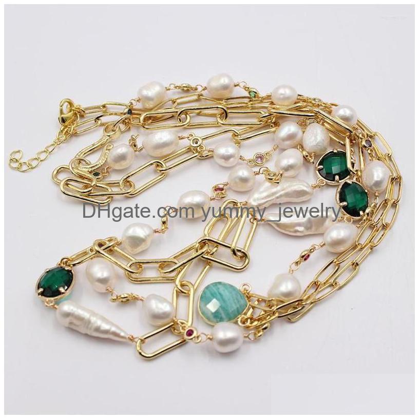 Pendant Necklaces Guaiguai Jewelry 3 Rows Freshwater White Keshi Pearl Cz Chain Statement Necklace Handmade Party Wedding For Women Dhg1H
Pendant Necklaces Guaiguai Jewelry 3 Rows Freshwater White Keshi Pearl Cz Chain Statement Necklace Handmade Party Wedding For Women Dhg1H
