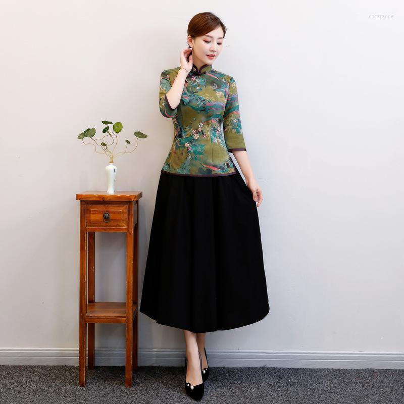 Ethnic Clothing Autunm Winter Women Cotton Print Chinese Lady Performance Vintage Button Female Traditional Cheongsam Top
Ethnic Clothing Autunm Winter Women Cotton Print Chinese Lady Performance Vintage Button Female Traditional Cheongsam Top
