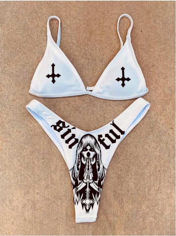 Women's Swimwear Women Funny Letters Print 2Pcs Bikini Suits Deep Vneck Detachable Breast Pad Sling Tops with Triangle Bottoms Swimsuits 230203, 27
Women's Swimwear Women Funny Letters Print 2Pcs Bikini Suits Deep Vneck Detachable Breast Pad Sling Tops with Triangle Bottoms Swimsuits 230203, 27