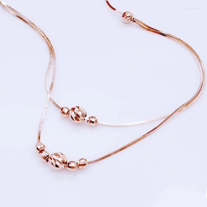 Chains 585 Purple Gold Double Layer Geometric Bead Necklace 14K Rose Plated Pendant Wedding Glamour Party Jewelry
Chains 585 Purple Gold Double Layer Geometric Bead Necklace 14K Rose Plated Pendant Wedding Glamour Party Jewelry