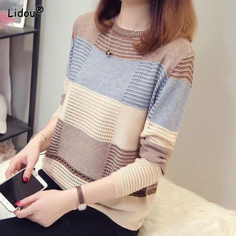 Women's T-Shirt Knitted T-Shirts O-neck Spring Autumn Patchwork Long Sleeve Casual Simple Elasticity Leisure Comfortable Korean Women's Clothing 230203, Coffee
Women's T-Shirt Knitted T-Shirts O-neck Spring Autumn Patchwork Long Sleeve Casual Simple Elasticity Leisure Comfortable Korean Women's Clothing 230203, Coffee