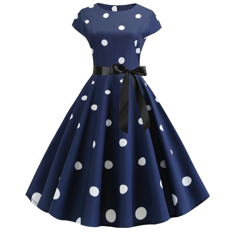 

Casual Dresses Summer Women Dress Vintage Dot Printing Rockabilly Robe Femme Sundress Vestidos Plus Size Polka Floral Party, Pettiskirt white