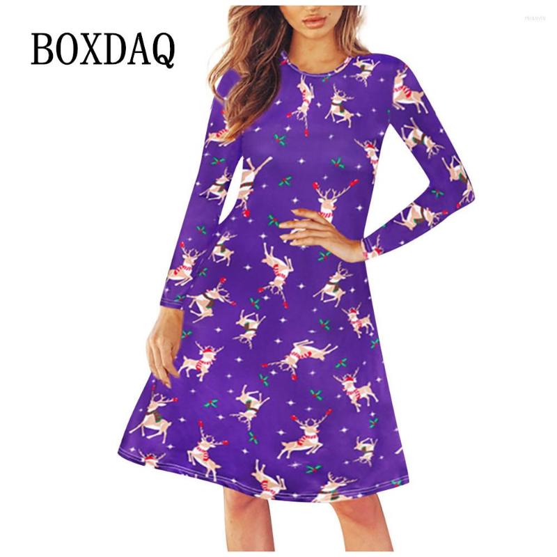 Casual Dresses Women Round Neck Christmas Mini Dress Autumn Winter Fashion Long Sleeve Elk Print Lady For Female Robe Vestidos, Hc0007
Casual Dresses Women Round Neck Christmas Mini Dress Autumn Winter Fashion Long Sleeve Elk Print Lady For Female Robe Vestidos, Hc0007