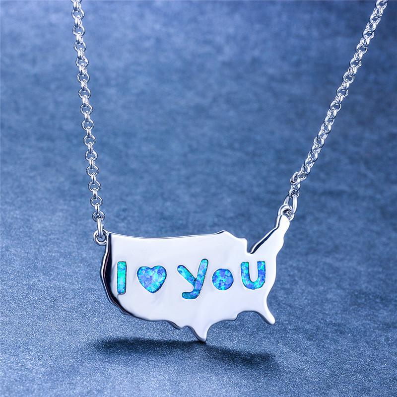 Pendant Necklaces Unique Style Female Big United States Map Pendants White Blue Fire Opal Necklace Silver Color For WomenPendant
Pendant Necklaces Unique Style Female Big United States Map Pendants White Blue Fire Opal Necklace Silver Color For WomenPendant