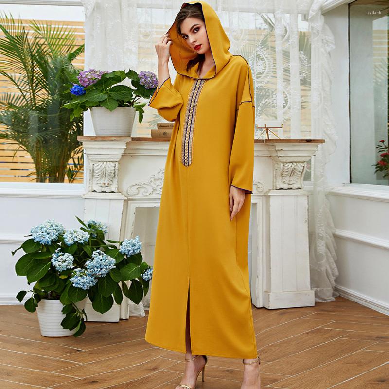 Ethnic Clothing Ramadan Eid Loose Casual Long Dress For Women Ribbon Embroidery Hooded Abaya Dubai Moroccan Caftan Muslim Arabic Clothes
Ethnic Clothing Ramadan Eid Loose Casual Long Dress For Women Ribbon Embroidery Hooded Abaya Dubai Moroccan Caftan Muslim Arabic Clothes