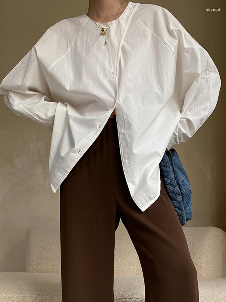 Women's Blouses Jyate Casual Long Sleeve Shirts Women Spring O-neck Single Breasted Loose Solid Blouse Female Fashion Irregular Placket Tops, White
Women's Blouses Jyate Casual Long Sleeve Shirts Women Spring O-neck Single Breasted Loose Solid Blouse Female Fashion Irregular Placket Tops, White