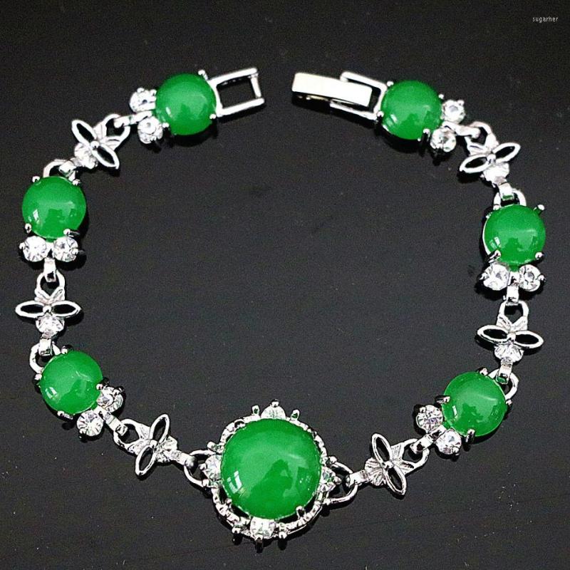 Link Bracelets Teardrop And Round Green Natural Stone Jades Chalcedony Beads Crystal Purfle Silver-color Women Bracelet 7.5"B1168
Link Bracelets Teardrop And Round Green Natural Stone Jades Chalcedony Beads Crystal Purfle Silver-color Women Bracelet 7.5"B1168