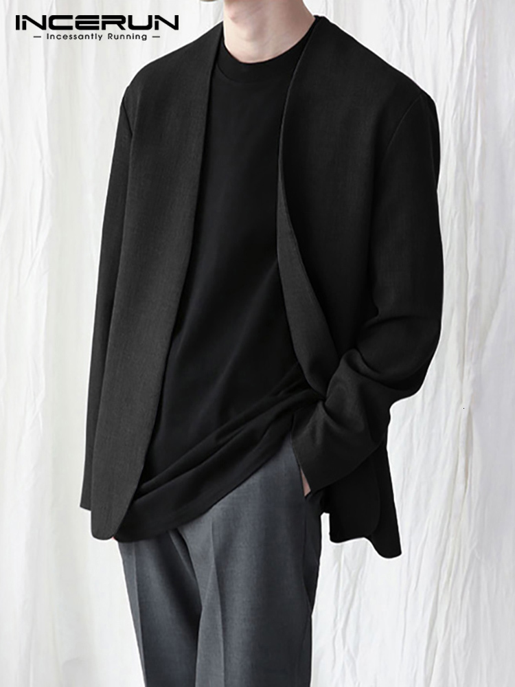 Mens Suits Blazers Stylish Men Blazer Leisure Style Loose Buttons Male Allmatch Simple Collarless Longsleeved S5XL INCERUN Tops 230203, Gray
Mens Suits Blazers Stylish Men Blazer Leisure Style Loose Buttons Male Allmatch Simple Collarless Longsleeved S5XL INCERUN Tops 230203, Gray