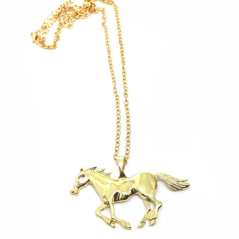 18K Gold Silver Running Horse Pendant Necklace for Men Women Animal Necklaces Nice Gift for Boyfriend Girlfriend Fashion Jewelry