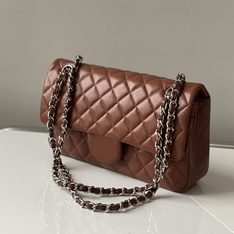 Womens Caramel Classic Double Flap Quilted Bags Lambskin Genuine Leather Clutch Silver Metal Hardware Matelasse Chain Crossbody Shoulder Handbags 25CM 12Colors, Box
Womens Caramel Classic Double Flap Quilted Bags Lambskin Genuine Leather Clutch Silver Metal Hardware Matelasse Chain Crossbody Shoulder Handbags 25CM 12Colors, Box