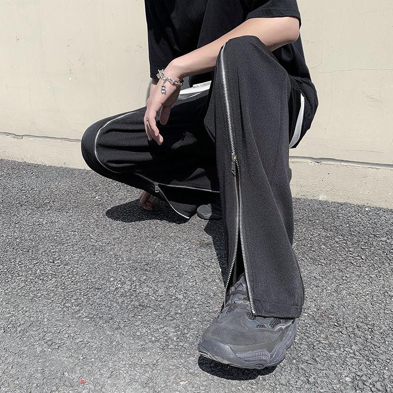 Men's Pants Casual Black Loose Straight Zipper Design Trend Personality Hiphop Wide-leg Trousers Four Seasons Streetwear Thin
Men's Pants Casual Black Loose Straight Zipper Design Trend Personality Hiphop Wide-leg Trousers Four Seasons Streetwear Thin