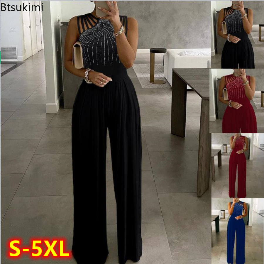 Women's Jumpsuits Rompers Plus Size 5XL Women Elegant Sleeveless Partywear Jumpsuits Formal Party Romper Studded Wide-leg Jumpsuit Overalls Female 230203, Blue
Women's Jumpsuits Rompers Plus Size 5XL Women Elegant Sleeveless Partywear Jumpsuits Formal Party Romper Studded Wide-leg Jumpsuit Overalls Female 230203, Blue