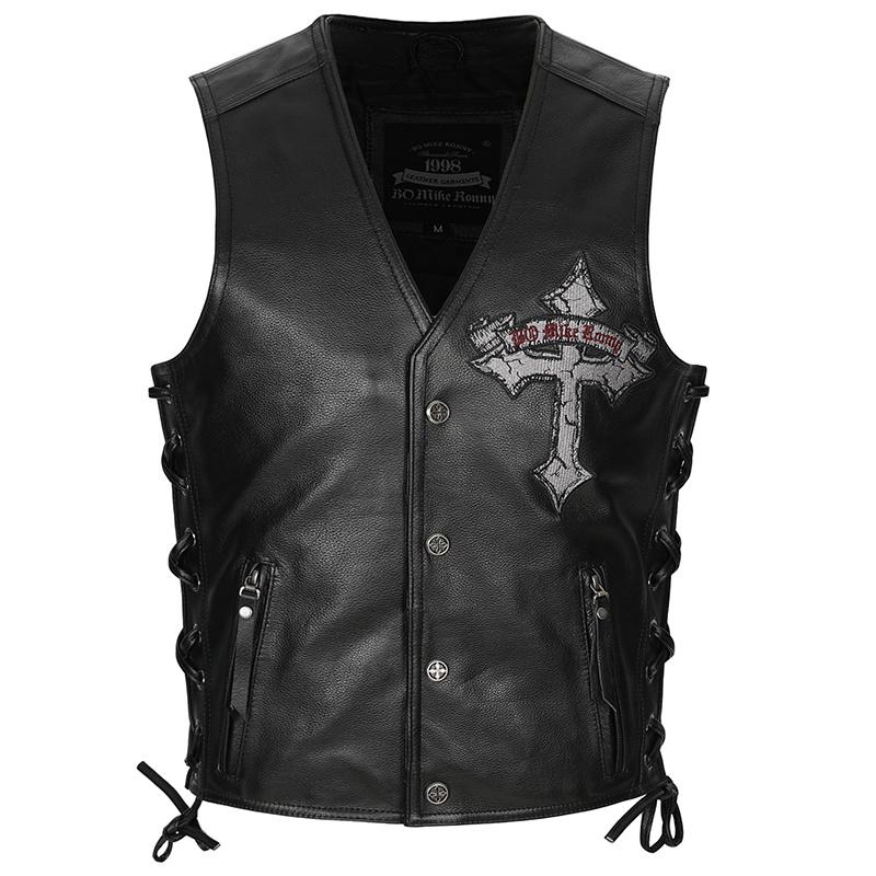 Men' Vests Genuine Mens Leather Motorbike Motorcycle Biker Waistcoat Side Laced Black Vest Skull Embroidery Patch Cowhide Sleeveless Jacket
Men' Vests Genuine Mens Leather Motorbike Motorcycle Biker Waistcoat Side Laced Black Vest Skull Embroidery Patch Cowhide Sleeveless Jacket