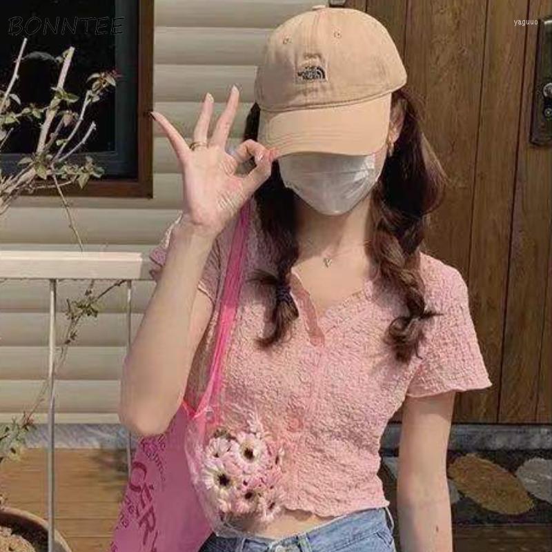 Women' Blouses Short Sleeve Shirts For Women Folds V-neck Sweet Crop Tops Slim Fit Camisas Mujer Stylish Ulzzang All--match Summer Fashion, Pink
Women' Blouses Short Sleeve Shirts For Women Folds V-neck Sweet Crop Tops Slim Fit Camisas Mujer Stylish Ulzzang All--match Summer Fashion, Pink