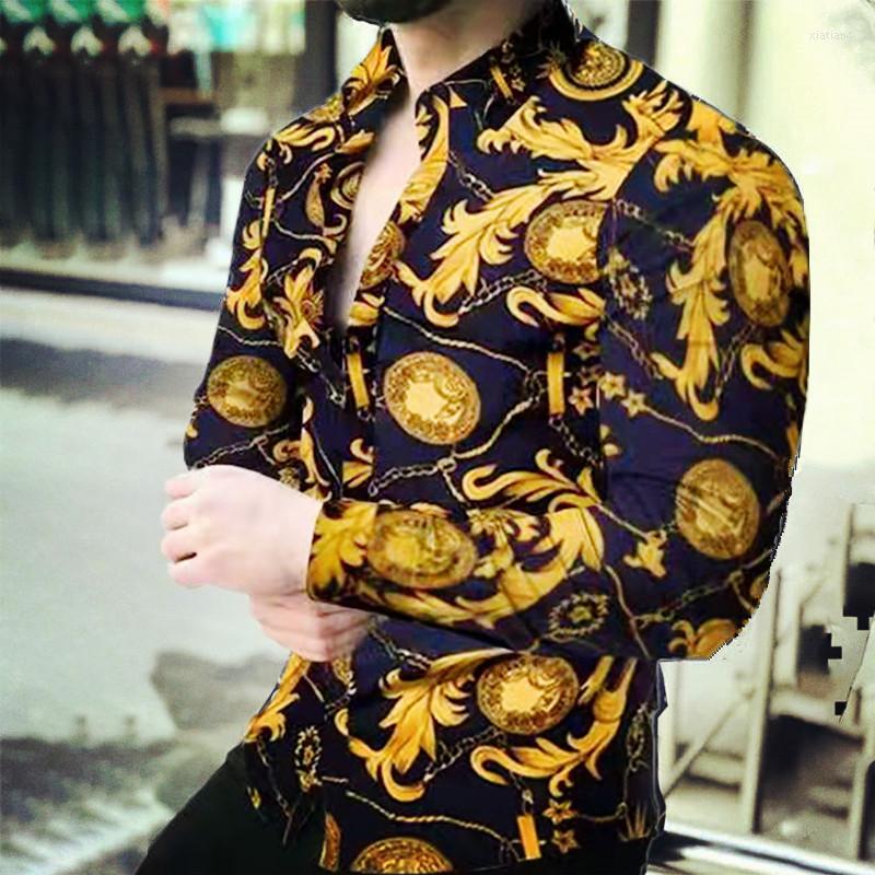 Men' Casual Shirts Spring&Autumn Men Long Sleeve Fashion Lapel Shirt Golden Print Cardigan Men' Tops Club Prom Clothing, Black
Men' Casual Shirts Spring&Autumn Men Long Sleeve Fashion Lapel Shirt Golden Print Cardigan Men' Tops Club Prom Clothing, Black