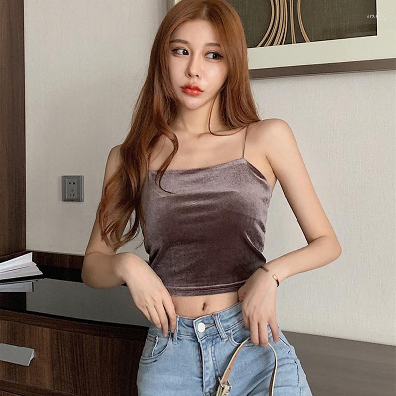 Women' Tanks Korean Fashion Velvet Crop Top Women Black Office Lady Cami Spaghetti Strap Tank Sexy Green Streetwear Halter Tops
Women' Tanks Korean Fashion Velvet Crop Top Women Black Office Lady Cami Spaghetti Strap Tank Sexy Green Streetwear Halter Tops