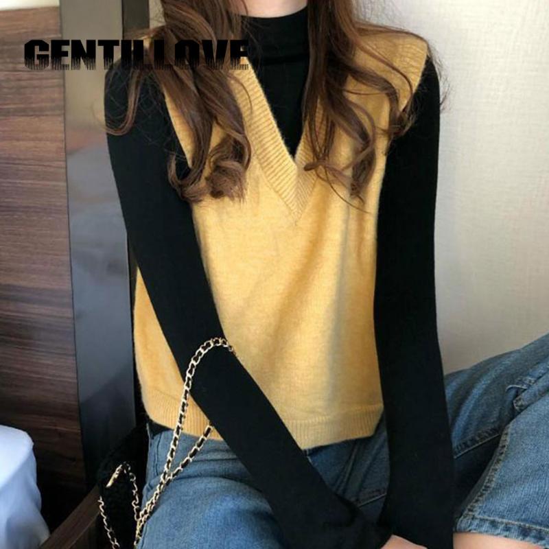 Women' Vests Solid Women Knitted Sweater Vest Vintage Soft V Neck Pullover Loose Sleeveless Female Autumn Winter Outwear Tops, As photo
Women' Vests Solid Women Knitted Sweater Vest Vintage Soft V Neck Pullover Loose Sleeveless Female Autumn Winter Outwear Tops, As photo