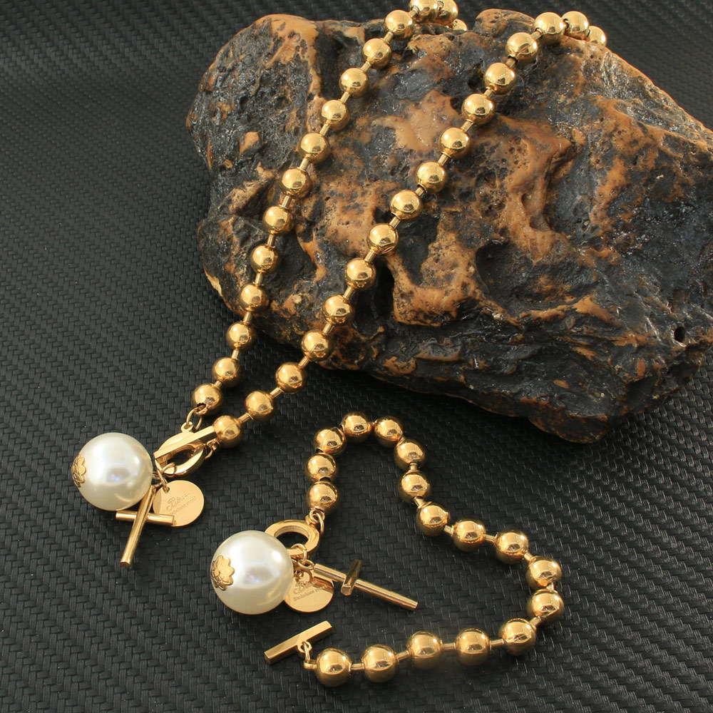 Wedding Jewelry Sets Gold Color Bead Pearl Necklace Bracelet Stainless Steel For Women Fashion est SDNZCRCH 230203
Wedding Jewelry Sets Gold Color Bead Pearl Necklace Bracelet Stainless Steel For Women Fashion est SDNZCRCH 230203