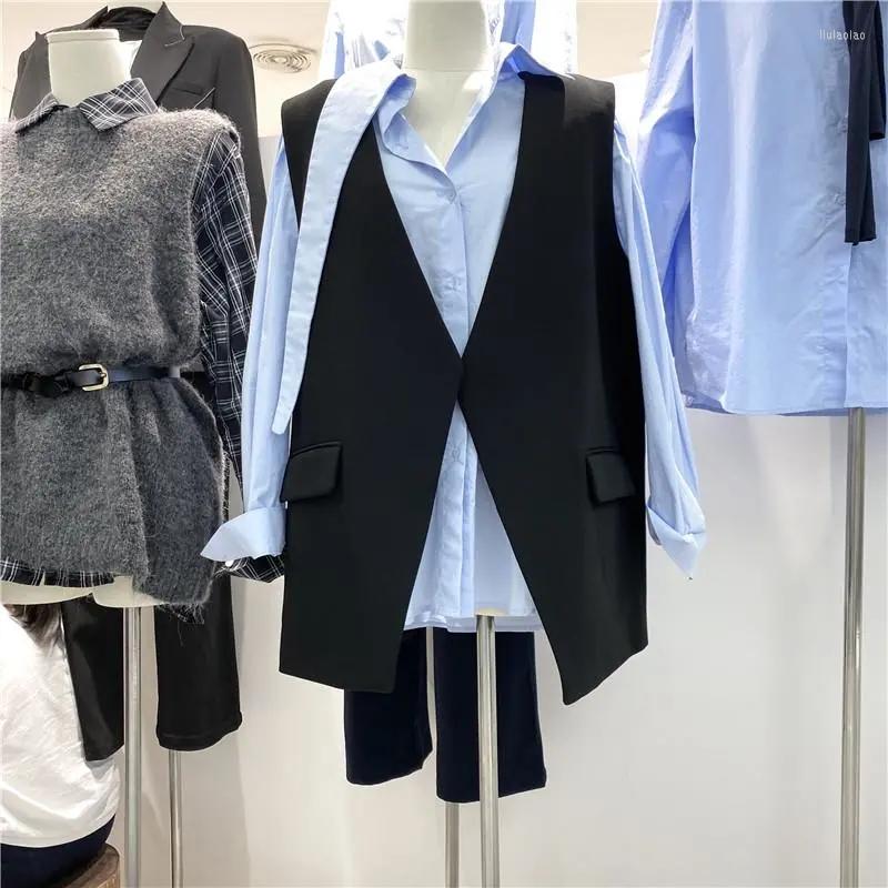 Women' Vests 2023 Autumn Korean Fashion V-Neck Suit Vest Jacket Irregular Rear Split Sleeveless Chaleco Mujer Casual Pocket Blazer, Black
Women' Vests 2023 Autumn Korean Fashion V-Neck Suit Vest Jacket Irregular Rear Split Sleeveless Chaleco Mujer Casual Pocket Blazer, Black