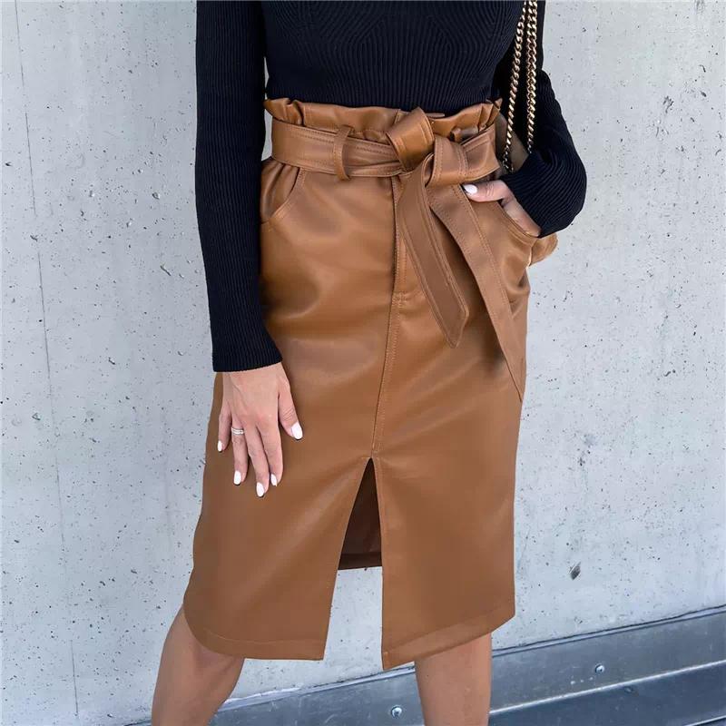Skirts Tree Office Lady High Waist Drawstring Split Fashion Elegant Women Faux Leather Bodycon Knee-Length Clubwear, Black
Skirts Tree Office Lady High Waist Drawstring Split Fashion Elegant Women Faux Leather Bodycon Knee-Length Clubwear, Black