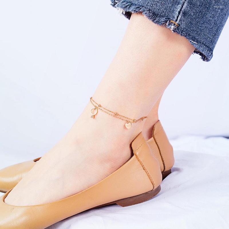 Anklets FATE LOVE Brand For Women Ladies Simple Style Foot Chains Silver Rose Gold Color Fashion Jewelry