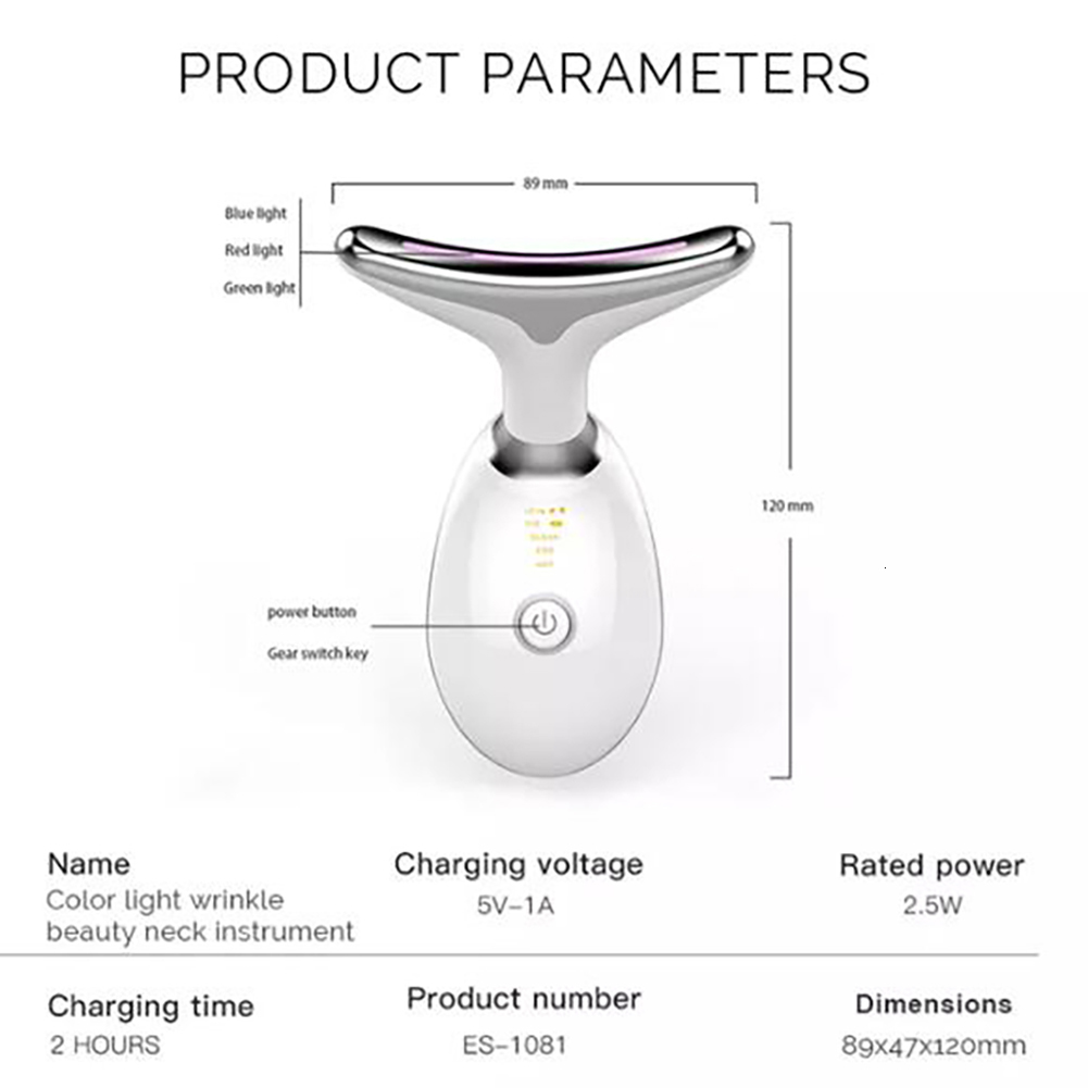 Face Massager Neck LED Pon Therapy Skin Tighten Massage Reduce Double Chin Anti Wrinkle Remove Beauty Device 230203