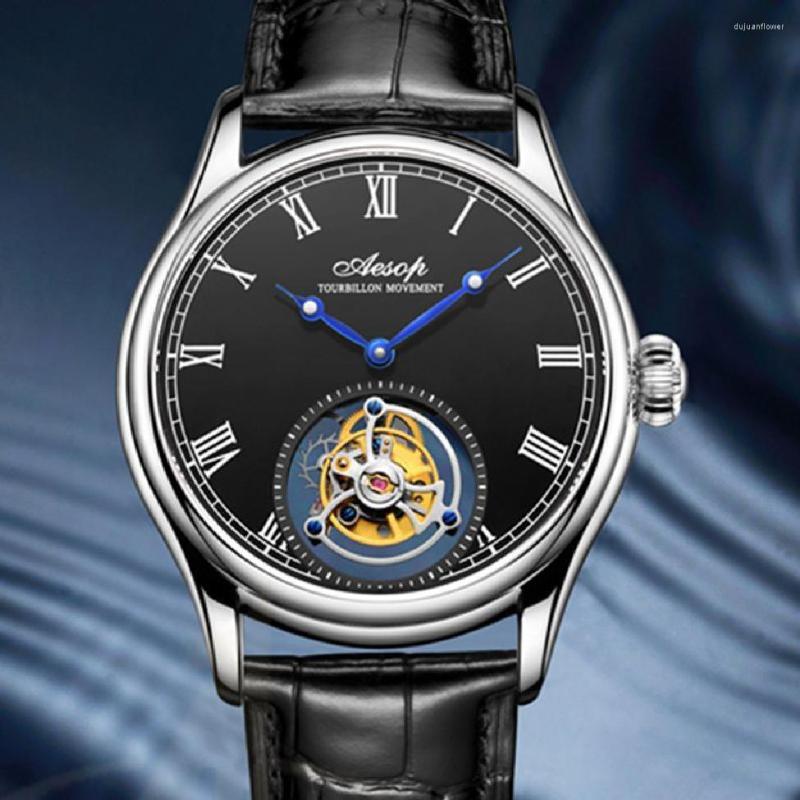 Wristwatches AESOP Men's Mechanical Watches Flying Tourbillon Movement Skeleton Watch For Men Man Male Clock Top 1963, Bjb
Wristwatches AESOP Men's Mechanical Watches Flying Tourbillon Movement Skeleton Watch For Men Man Male Clock Top 1963, Bjb