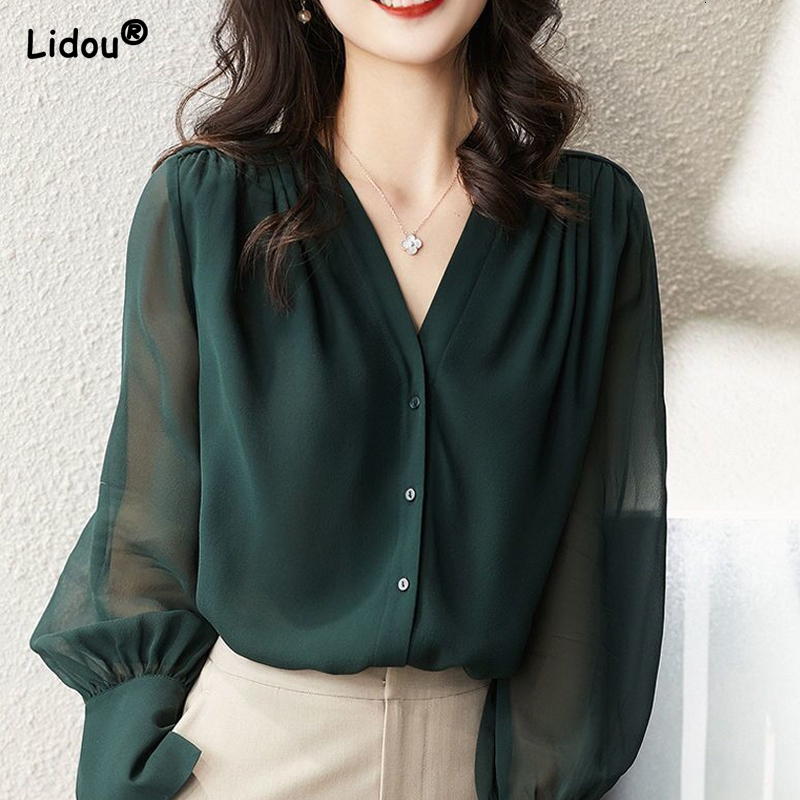 Women's Blouses Shirts Elegant Summer Gauze Long Sleeve Solid Color Button V-neck Blouses Straight Loose Chiffon Thin Comfortable Women's Clothing 230203, Khaki
Women's Blouses Shirts Elegant Summer Gauze Long Sleeve Solid Color Button V-neck Blouses Straight Loose Chiffon Thin Comfortable Women's Clothing 230203, Khaki