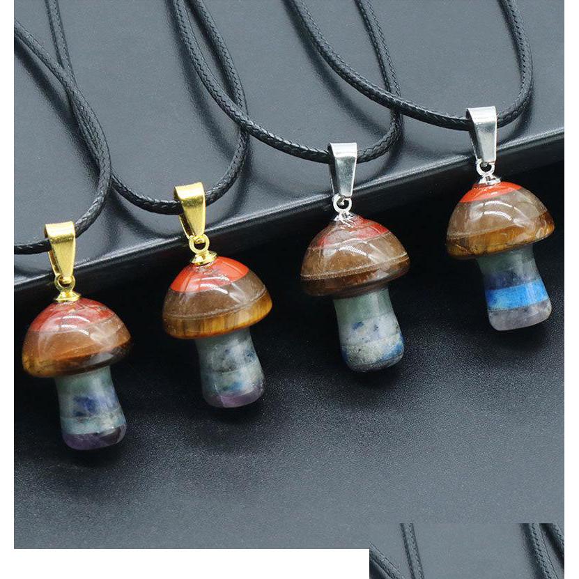 Pendant Necklaces Rainbow Natural Stone Carving Mushroom Shape Reiki Healing 7Chakra Crystal Necklace For Women Jewelry Drop Dhgarden Dhw6D
Pendant Necklaces Rainbow Natural Stone Carving Mushroom Shape Reiki Healing 7Chakra Crystal Necklace For Women Jewelry Drop Dhgarden Dhw6D
