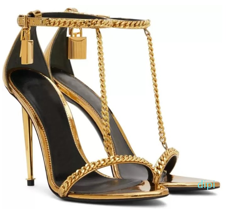 Summer Prefect FORD Gold Chain Link Sandals Shoes Padlock Pointy Naked Women Luxury Designer Lady High-heeled Party Wedding Sandalias
Summer Prefect FORD Gold Chain Link Sandals Shoes Padlock Pointy Naked Women Luxury Designer Lady High-heeled Party Wedding Sandalias