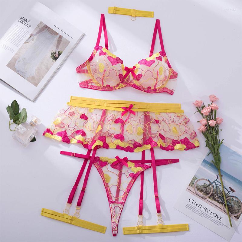 Bras Sets Lopnt Sexy Bra Set Women's Flower Embroidery Lingerie 3pcs Transparent Underwear Bralette Thong Mini Skirt Erotic, Yellow
Bras Sets Lopnt Sexy Bra Set Women's Flower Embroidery Lingerie 3pcs Transparent Underwear Bralette Thong Mini Skirt Erotic, Yellow