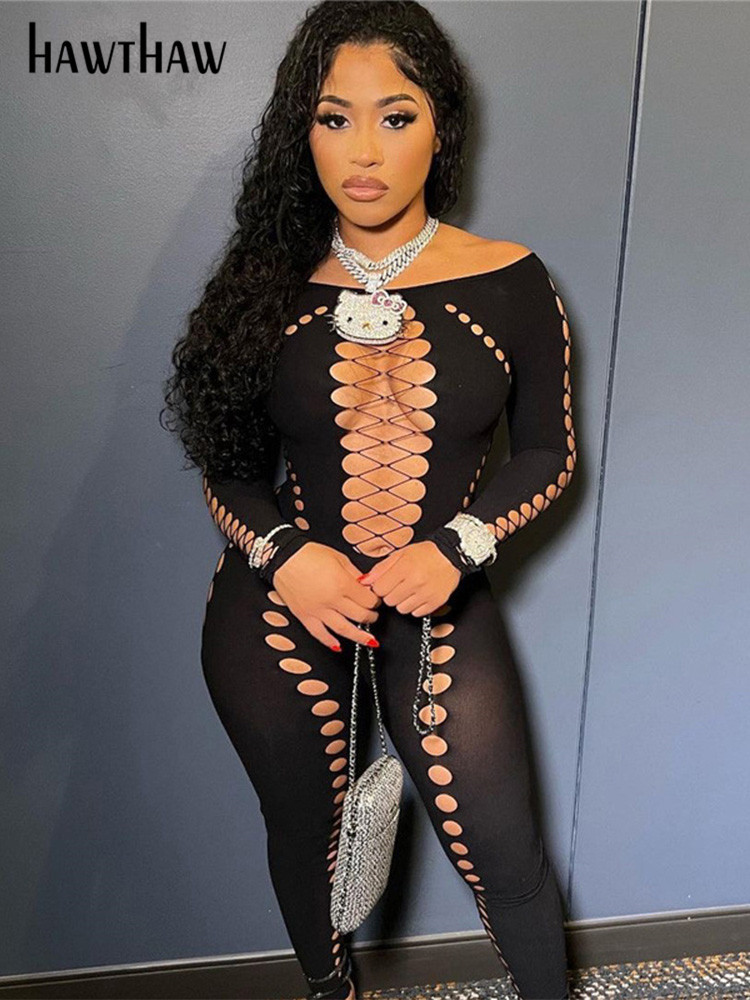 Sexy Set Hawthaw Women Sexy Long Sleeve Hollow Out Bodycon Black Jumpsuit Overalls Fall Clothing Wholesale Items For Business 230202, White
Sexy Set Hawthaw Women Sexy Long Sleeve Hollow Out Bodycon Black Jumpsuit Overalls Fall Clothing Wholesale Items For Business 230202, White