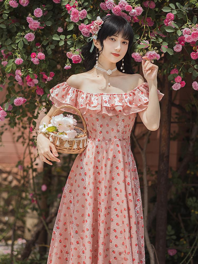 Party Dresses Summer Fairy Dress Retro Strawberry Embroidery Gentle Vestido Ruffle Square Collar Strapless Elegant French, Photo color
Party Dresses Summer Fairy Dress Retro Strawberry Embroidery Gentle Vestido Ruffle Square Collar Strapless Elegant French, Photo color