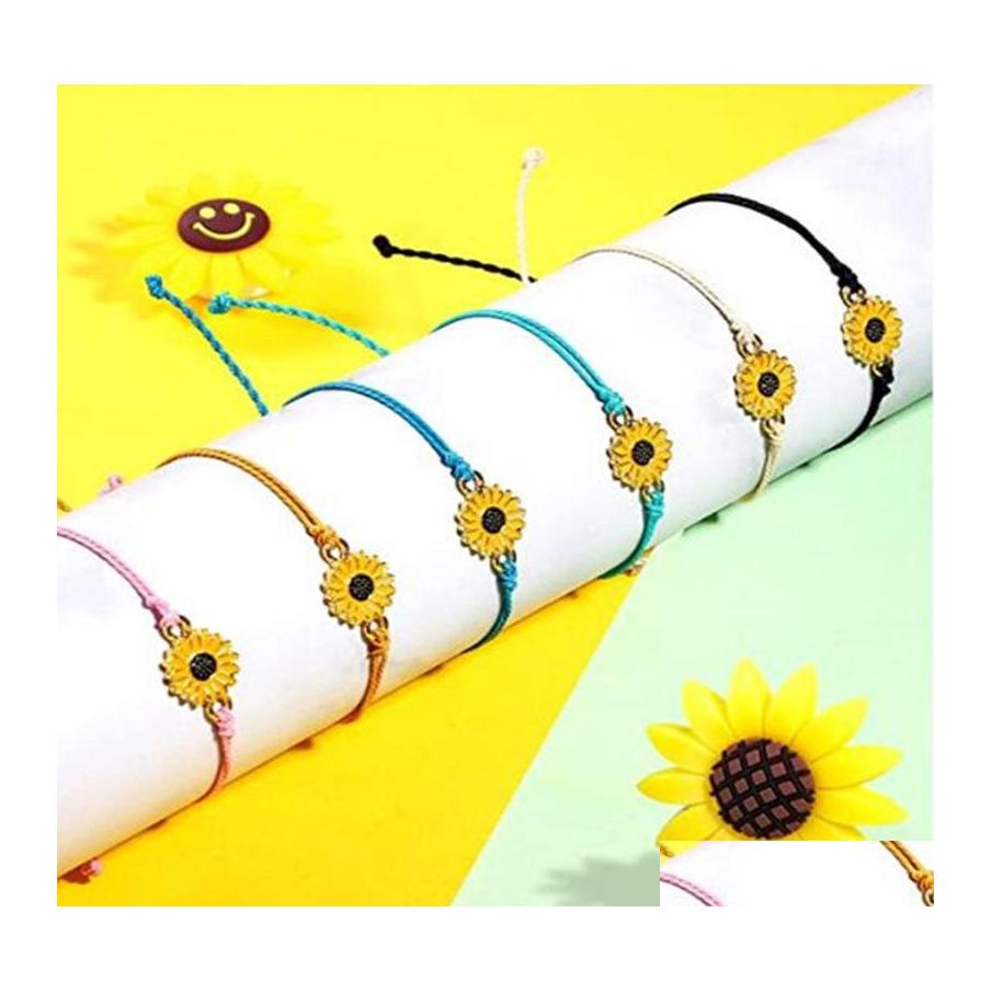 Charm Bracelets Daisy Woven Rope Bracelet Adjustable Black Pink Flower Handmade Friendship For Men And Women Drop Delivery Jewelry Otfkm
Charm Bracelets Daisy Woven Rope Bracelet Adjustable Black Pink Flower Handmade Friendship For Men And Women Drop Delivery Jewelry Otfkm