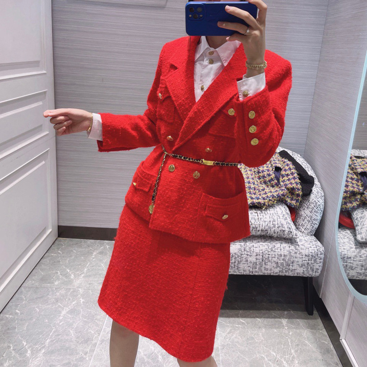 Women's Suits Blazers High Quality Red Coat Four Pockets Year Atmosphere Double Breasted Woven Wool Suit 230203
Women's Suits Blazers High Quality Red Coat Four Pockets Year Atmosphere Double Breasted Woven Wool Suit 230203