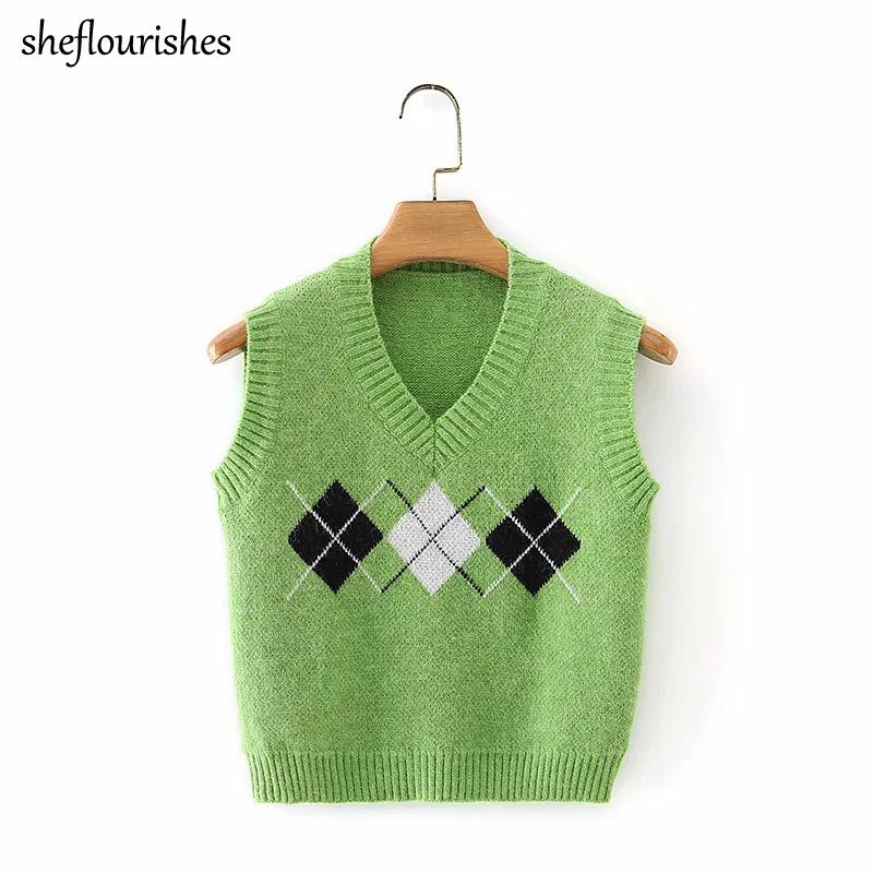 Women's Vests Knit Sweater Women Sleeveless Pullover Korean Womens Sweaters Fall 2023 Argyle Vintage Green Cropped Vest Kawaii, Deep green
Women's Vests Knit Sweater Women Sleeveless Pullover Korean Womens Sweaters Fall 2023 Argyle Vintage Green Cropped Vest Kawaii, Deep green