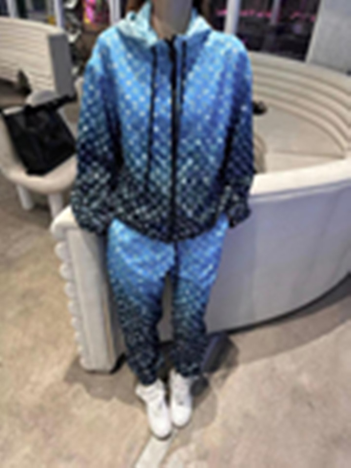 Women's 23 gradient flower pattern high fashion blue collision jacket jacket jacket with casual pants set 203, Customize
Women's 23 gradient flower pattern high fashion blue collision jacket jacket jacket with casual pants set 203, Customize