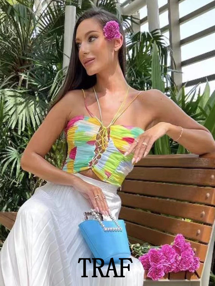 Women' Tanks Camis TRAF 2023 Woman Tie Dyed Printed Sling Top Pleated Strap Cross Cut Design Backless Sexy Sleeveless Femal Summer 230203, Beige
Women' Tanks Camis TRAF 2023 Woman Tie Dyed Printed Sling Top Pleated Strap Cross Cut Design Backless Sexy Sleeveless Femal Summer 230203, Beige