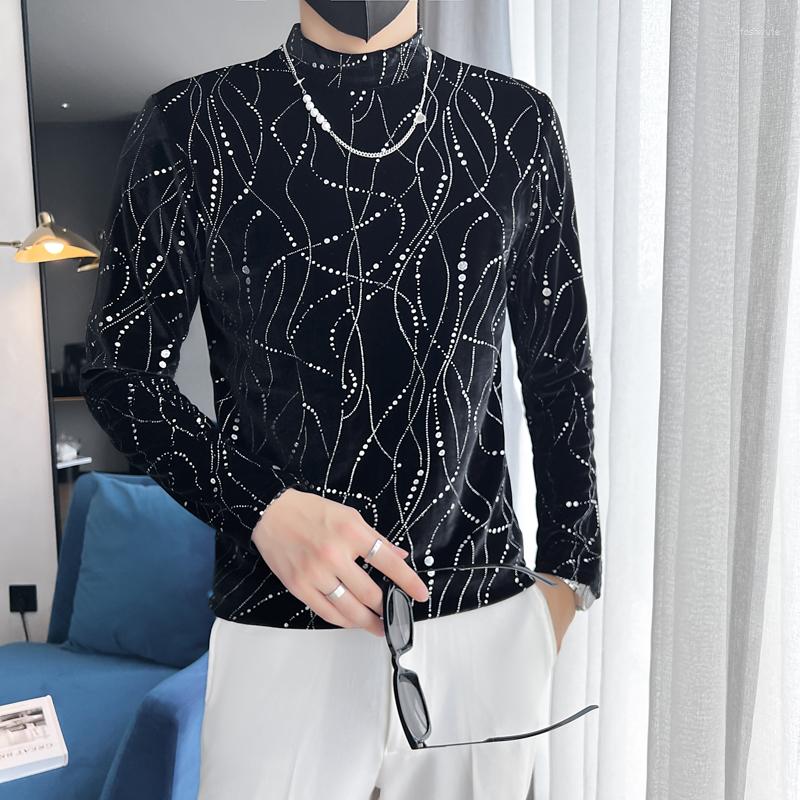 Men's T Shirts Long Sleeve Half Turtleneck Tee Men Autumn Winter Dots Striped Print Slim Fit Mens Fashions T-shirts Korean Ropa Hombre, White
Men's T Shirts Long Sleeve Half Turtleneck Tee Men Autumn Winter Dots Striped Print Slim Fit Mens Fashions T-shirts Korean Ropa Hombre, White