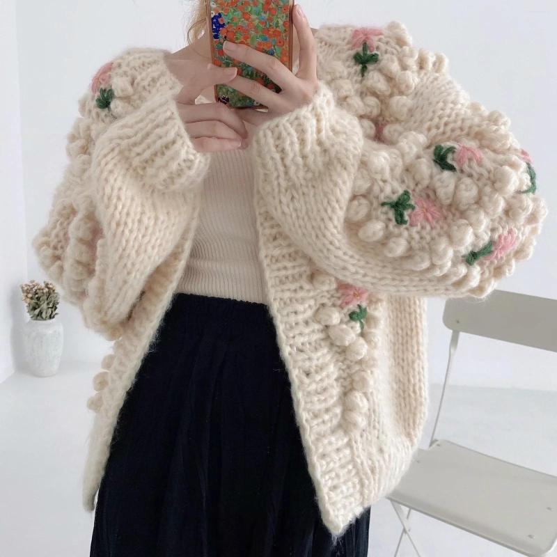 Women's Knits Casual Floral Embroidery Knitted Oversized Cardigan Sweater Women Autumn Winter Lantern Sleeve O Neck Ladies Loose Coat
Women's Knits Casual Floral Embroidery Knitted Oversized Cardigan Sweater Women Autumn Winter Lantern Sleeve O Neck Ladies Loose Coat